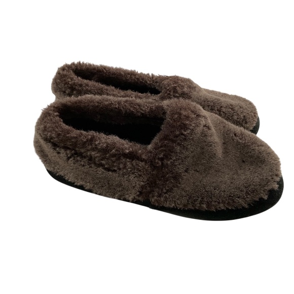 Acorn Womens Faux Fur Fleece Slippers Brown Sz 8/9 Everyday Cozy Comfy Non Slip - Picture 1 of 9